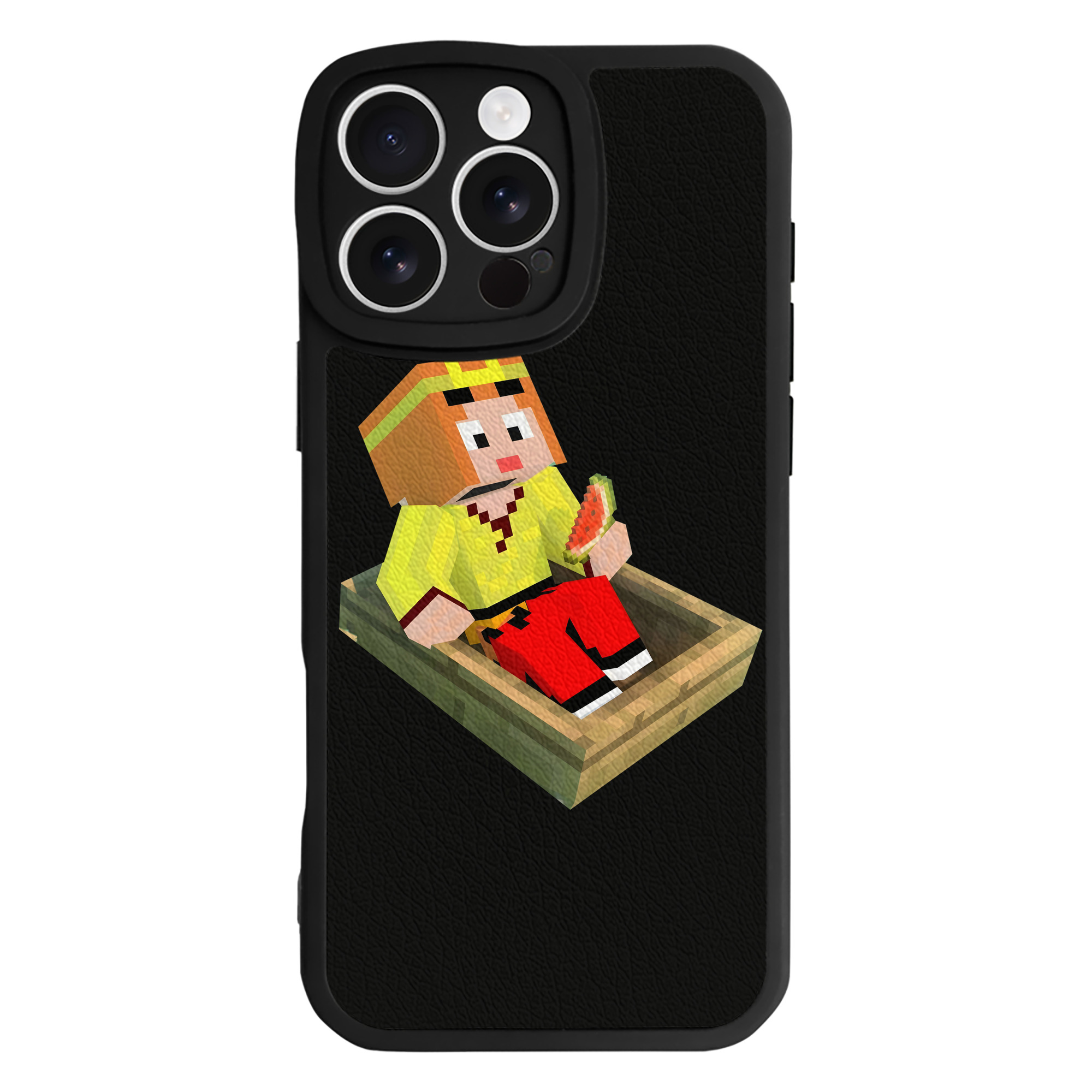 （画像用） マインクラフト ブロックの世界 Minecraft MC Block world 【iPhone 16シリーズ対応】シリコンスマホケース（レザー調） 材質：シリコン